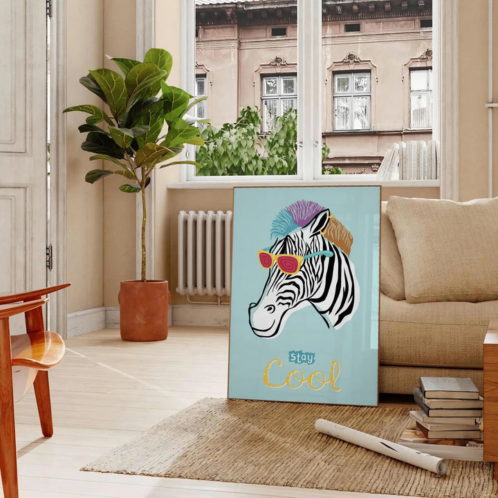 Zebra Animal Print Travel Poster High Quality Frame Premium Print Home Decor Color