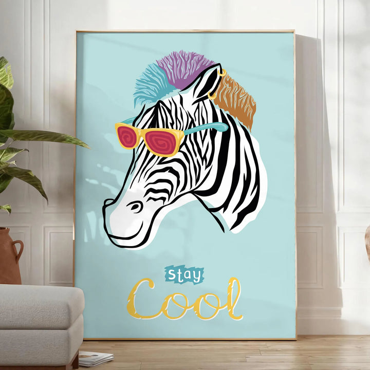 Zebra Animal Print Travel Poster High Quality Frame Premium Print Home Decor Color