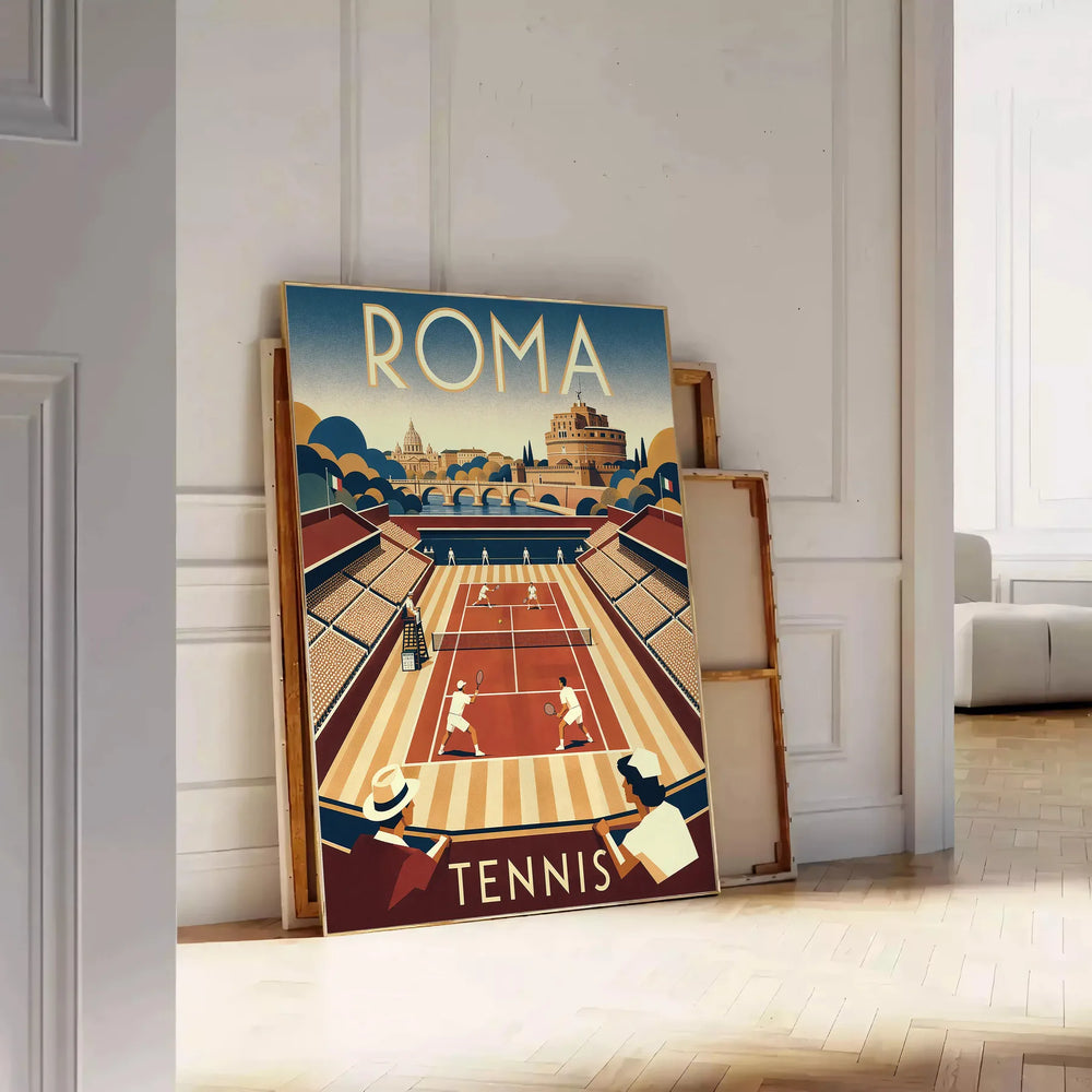 space vibrant Roma Tennis poster green red hues spirit game enthusiasts available cm dimensions today passion formats A4 A0