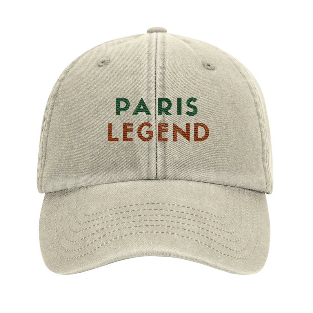 Vintage Tennis Paris Legend Cap mit gesticktem Design, aus 100% gebürsteter Baumwolle, lässiger Look mit vorgekrümmtem Schirm