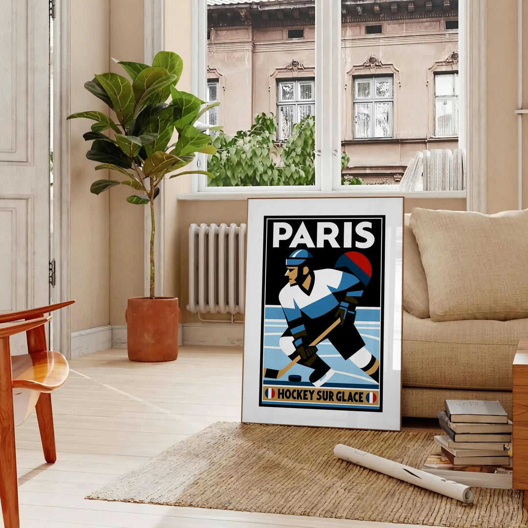 space stunning 2024 Paris Olympics poster thrilling sport ice hockey sports enthusiasts vibrant print spirit yours today dimensions cm formats A4 A0