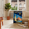 Art Deco poster featuring Carthage, Tunisia with blue and green hues