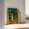 space golf poster art vibrant yellow gray hues Biarritz sized best gift golfers Deco enthusiasts wall style available