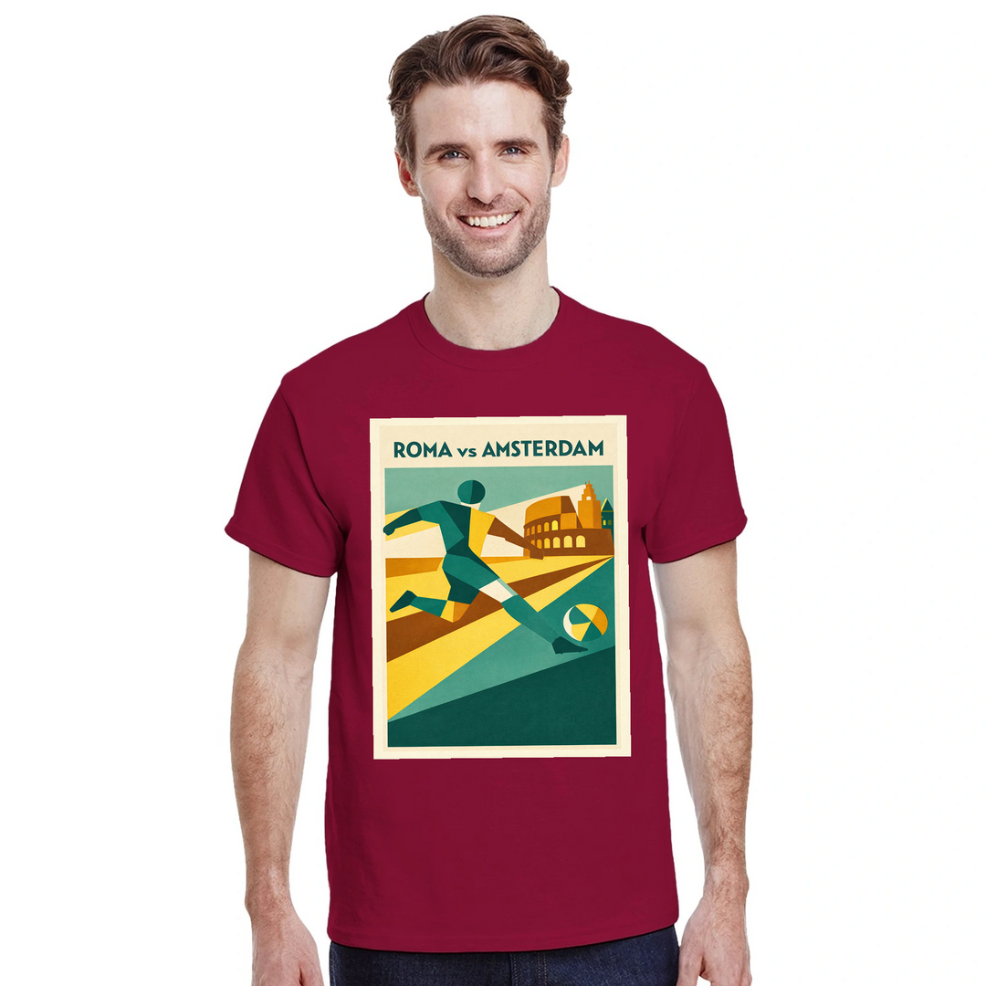T-shirt ποδοσφαίρου Ρώμης, άνετη και στυλάτη, ιδανική για αγώνες και casual εμφανίσεις, διαθέσιμη σε S, M, L, XL, XXL