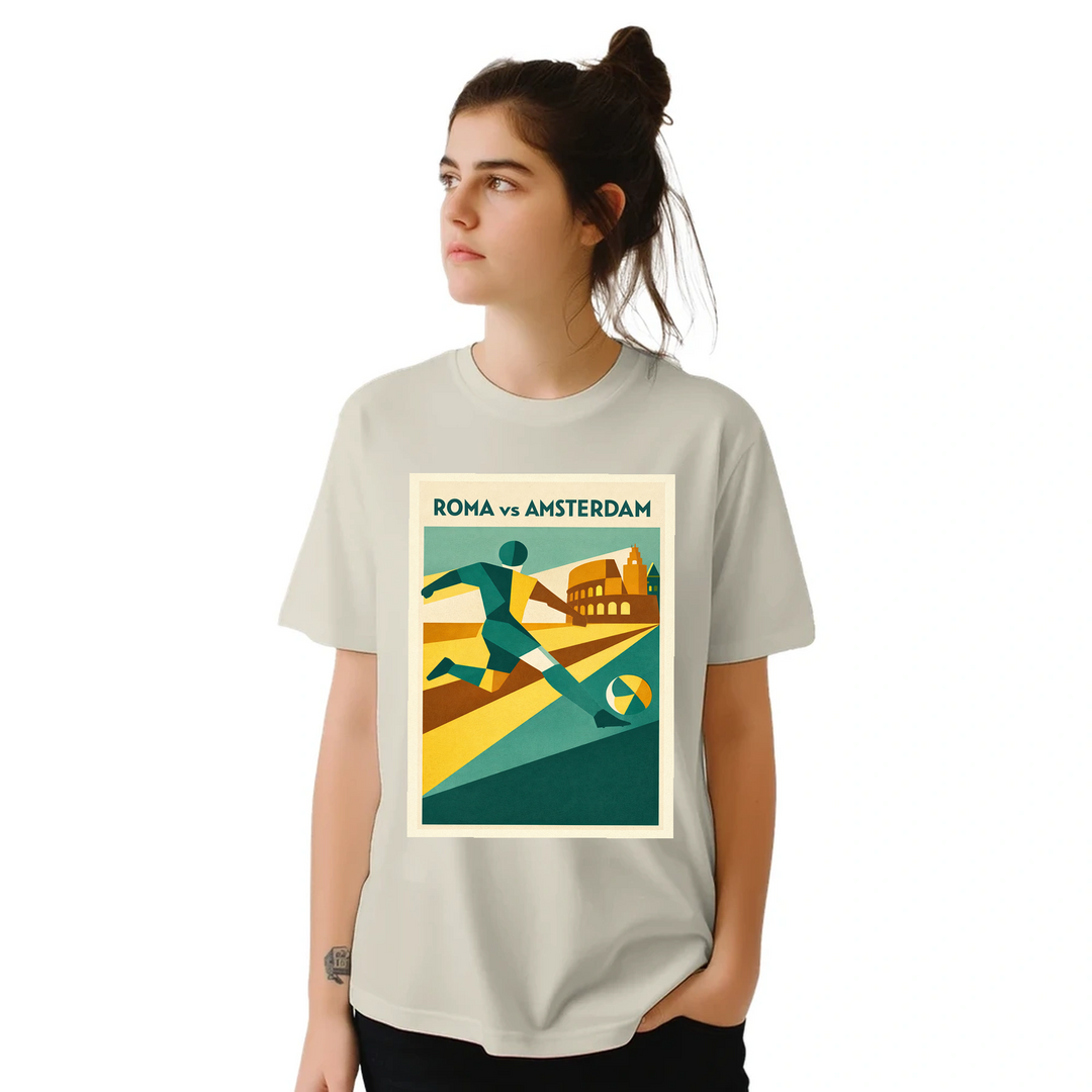 T-shirt ποδοσφαίρου Ρώμης, άνετη και στυλάτη, ιδανική για αγώνες και casual εμφανίσεις, διαθέσιμη σε S, M, L, XL, XXL