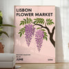 enchanting Lisbon Flower Market Poster vintage botanical 11 design lush green gray tones exquisite art print essence vibrant scene decor A4 cm A0 sizes