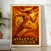 spirit London athletics inspiring woman poster earthy brown vibrant green hues two dimensions perfect space piece sports art today available unframed formats