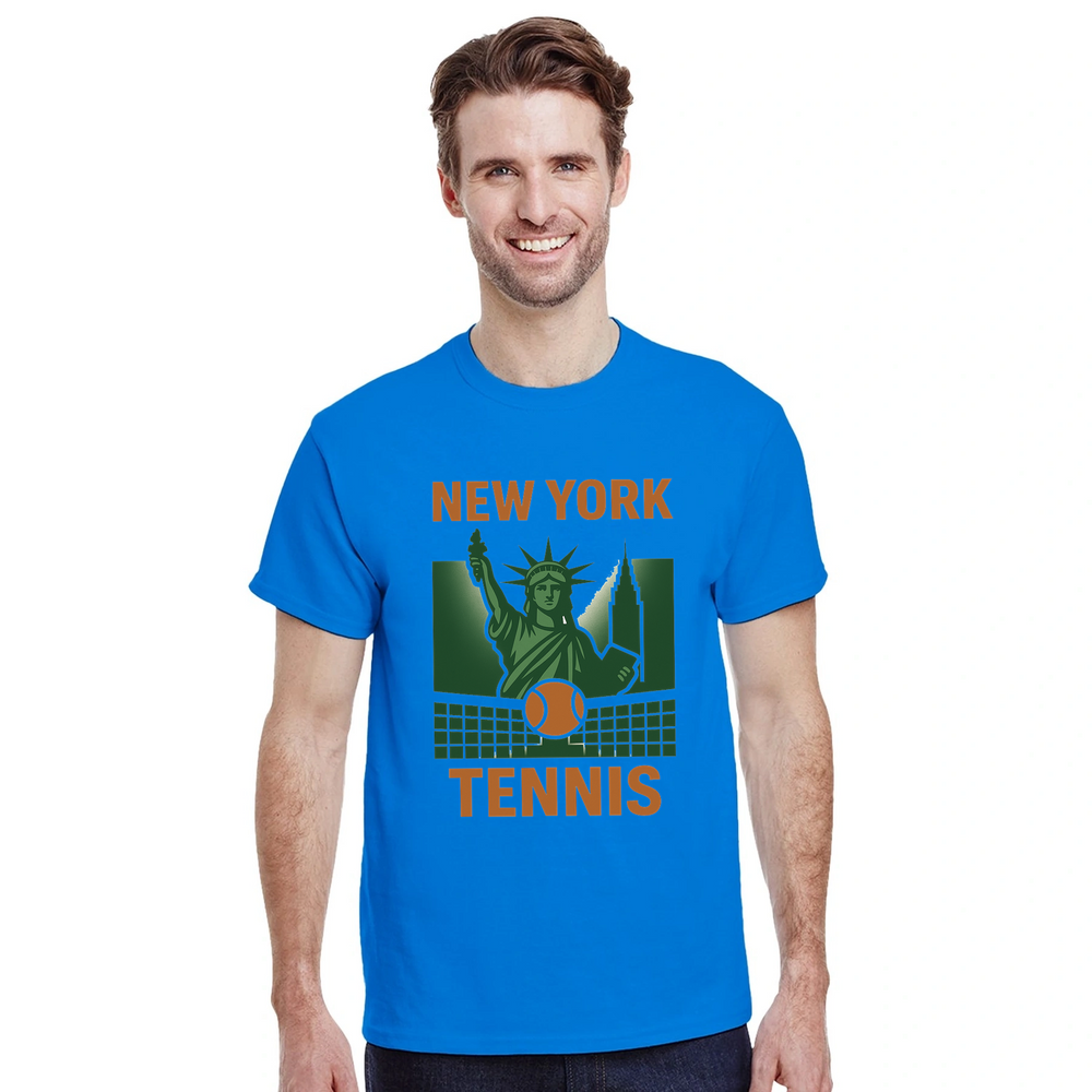 T-shirt style New York tennis t shirt perfect sports enthusiasts urban trendsetters vibrant tee essence Big Apple scene wardrobe comfortable stylish today soft breathable cotton fabric