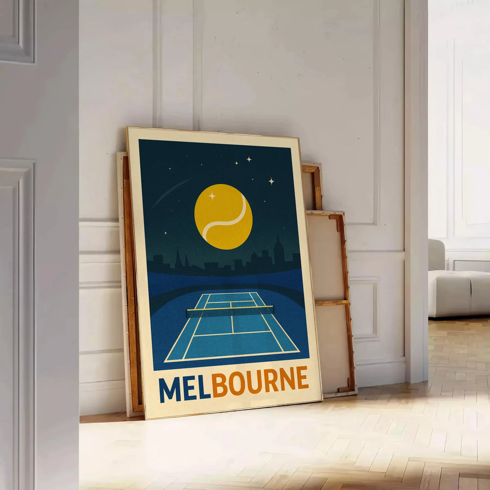 vibrant energy Melbourne tennis night stunning poster blue green hues sports collection design space sizes A4 cm A0
