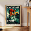 Affiche captivante cyclisme Lyon couleurs gris orange dynamique tous passionnés sport décoration vôtre dimensions cm 50x70 disponibles A4 A0