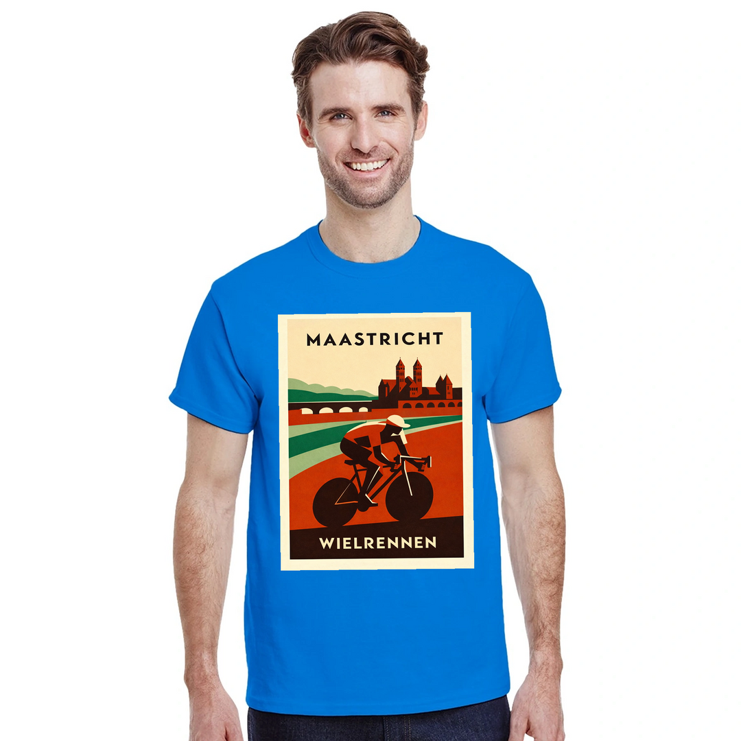 T-shirt T - shirt Maastricht Pays Bas idéal passionnés cyclisme design unique paysages néerlandais parfait sorties vélo moments détente style confort coton première qualité une tenue longue durée