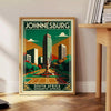 charm Johannesburg vintage travel poster stunning Art Deco designs sophisticated gray brown hues decor essence South Africa vibrant history space unframed options perfect look