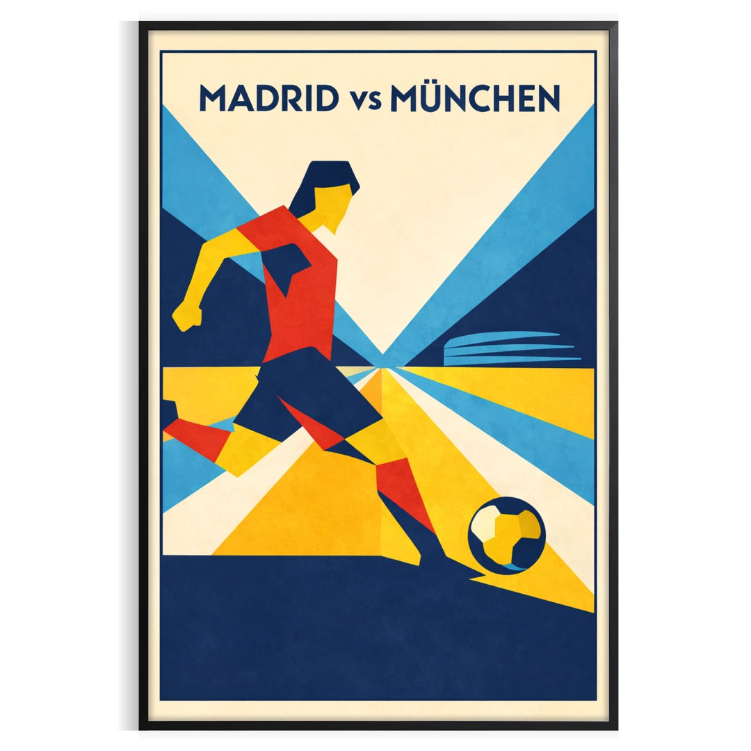 Dynamic football scene featuring players in orange and blue uniforms in Madrid