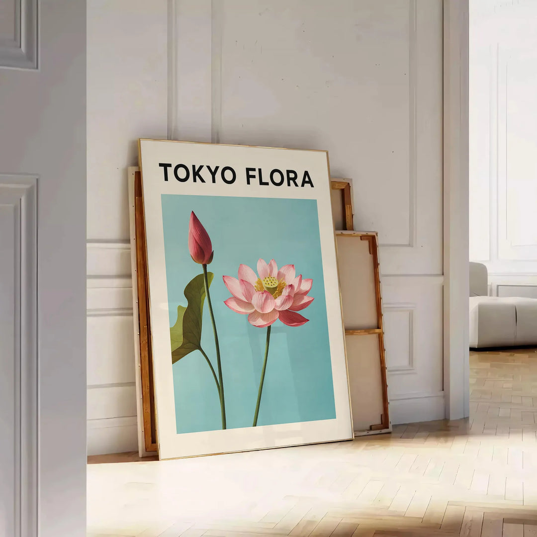 élégance affiche botanique vintage Tokyo Flora Botanical teintes vertes bleues intérieur plante intemporelle dimensions A4 cm A0