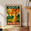 captivating vintage golf poster vibrant Parisian scene green red enthusiast wall art best gift golfers charm space unframed formats