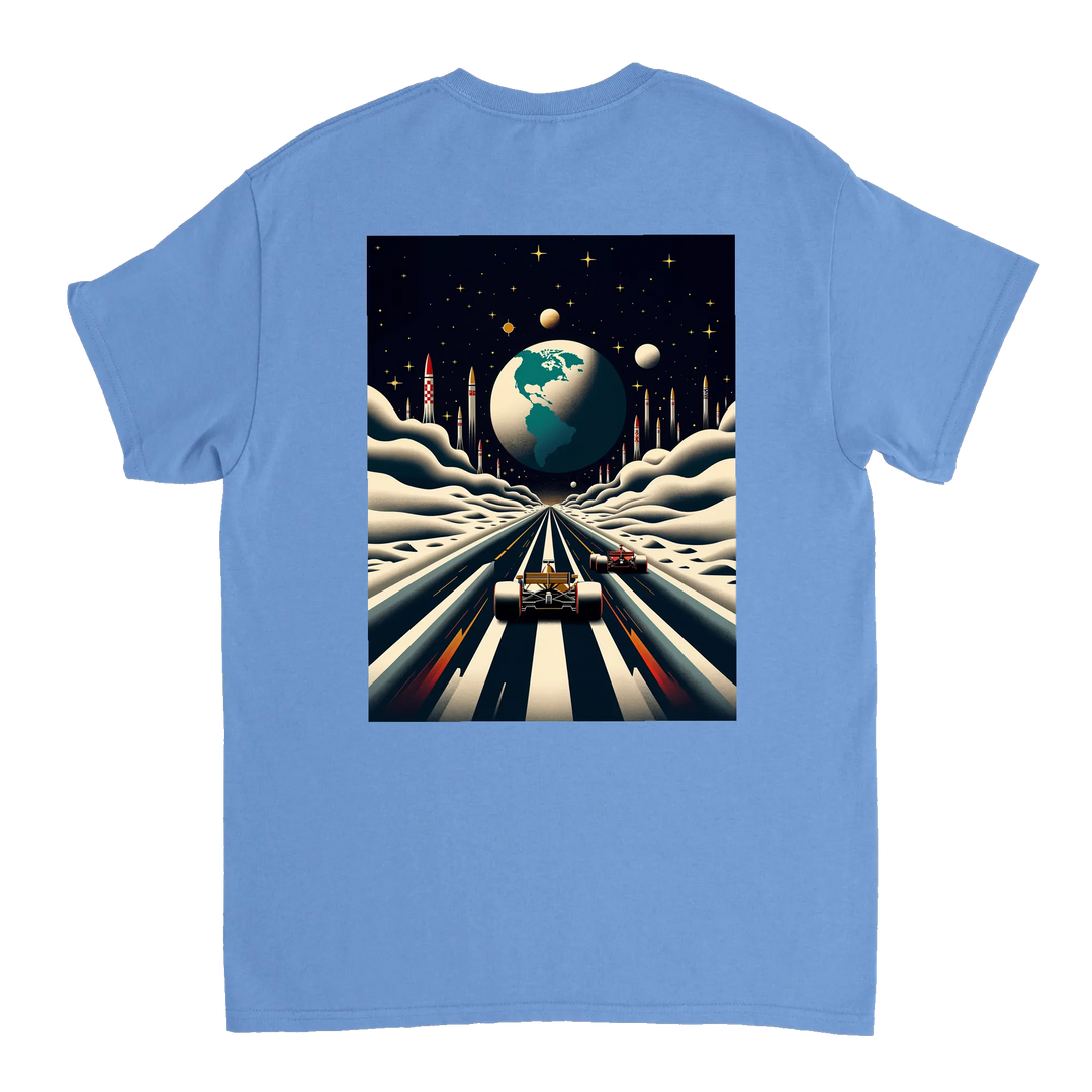 T-shirt Formula Moon con design lunare unico, ideale per appassionati di astronomia. Morbido cotone per un comfort duraturo