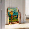 affiche golf Evian un cadeau luxe parfait passionnés teintes jaune gris poster art une touche vintage espace chef - œuvre cm 50x70 tailles A4 A0