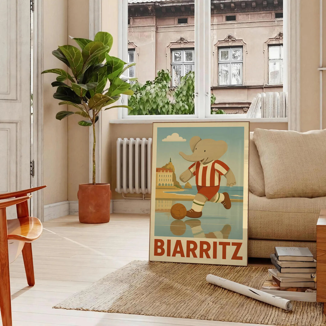 Affiche kid football Biarritz énergie passion tons gris vert décoration parfaite petits fans foot occasion une touche originale intérieur format cm 50x70 A4 A0