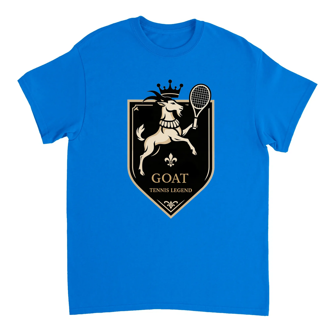 T-shirt Tennis Legend GOAT2, ideal para fãs de ténis, confeccionado em algodão premium para conforto superior