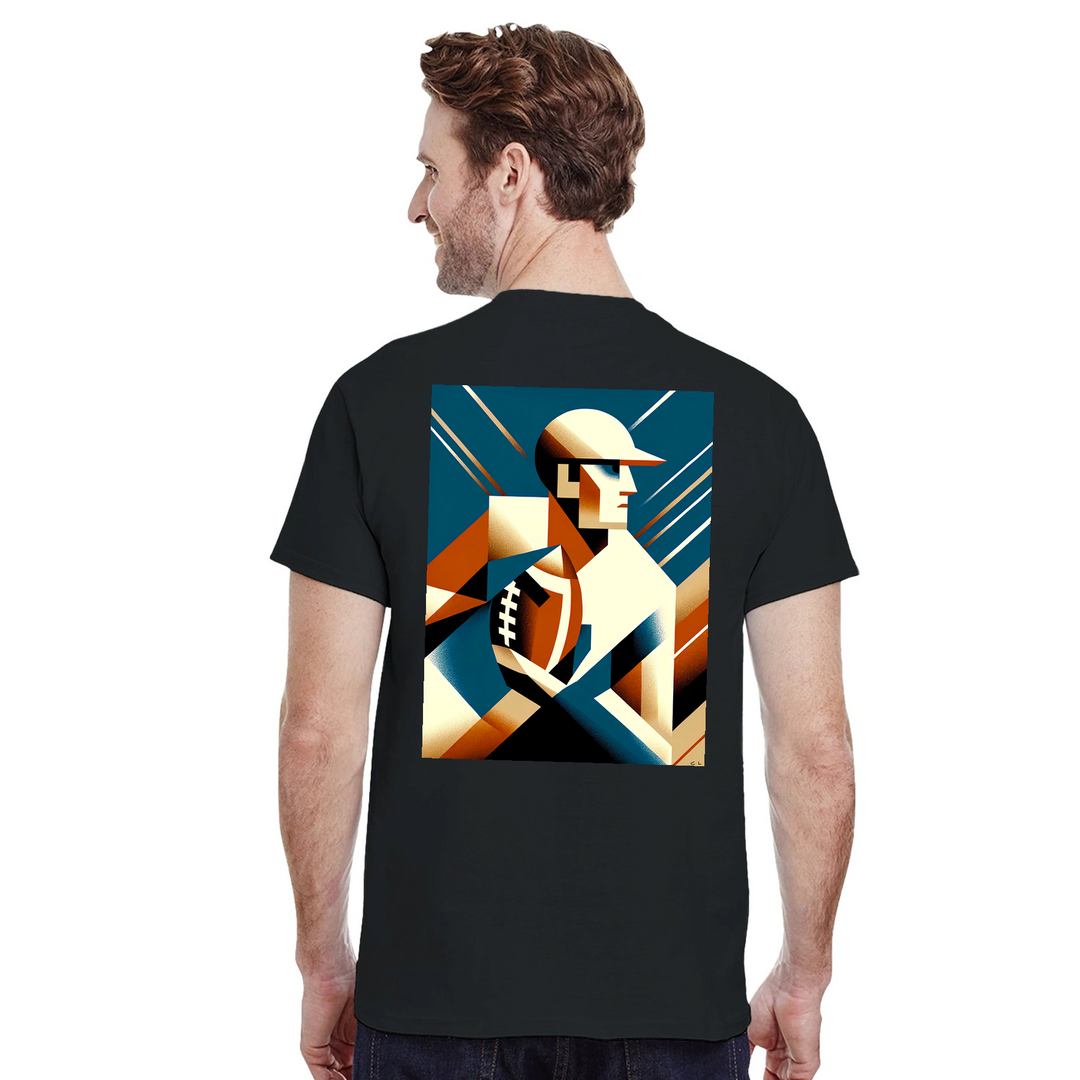 Amerikāņu futbola t-krekls ar drosmīgu dizainu, ideāli piemērots spēlētājiem un faniem. Izgatavots no augstas kvalitātes kokv