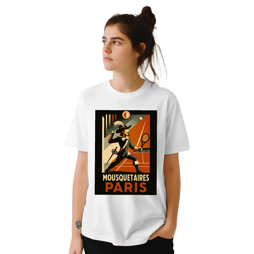 パリのエッセンスを感じるスタイリッシュなテニスTシャツ。テニス愛好者とファッション好きに最適な一着。サイズはSからXXLまで揃っています。