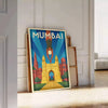 Plakat w stylu Art Deco przedstawiający urok Mumbaju, dostępny w rozmiarach 50x70 lub 30x40, idealny do każdego wnętrza