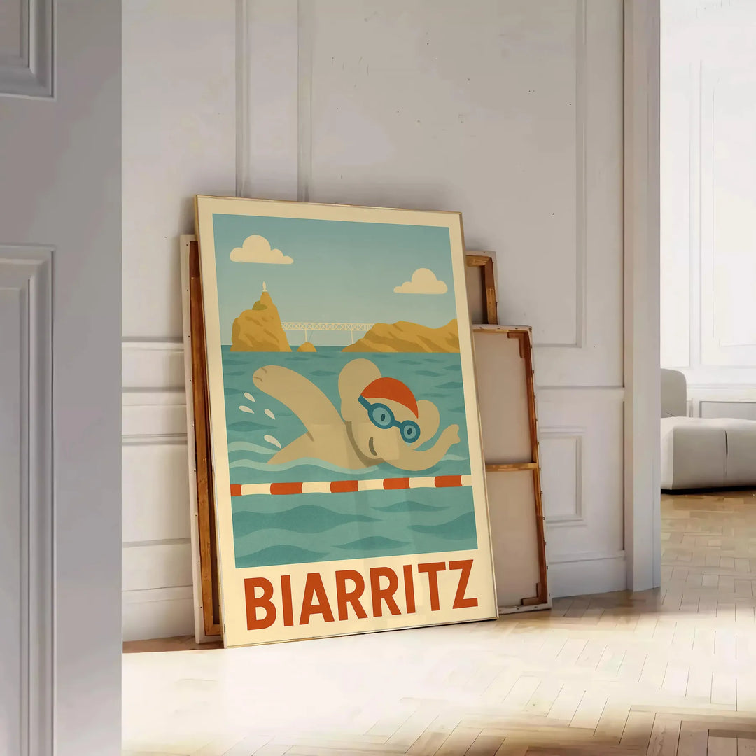 whimsical world Kid Elephant Swimming poster delightful gray green hues space nurseries playrooms charming illustration animal lovers joy walls A4 cm A0