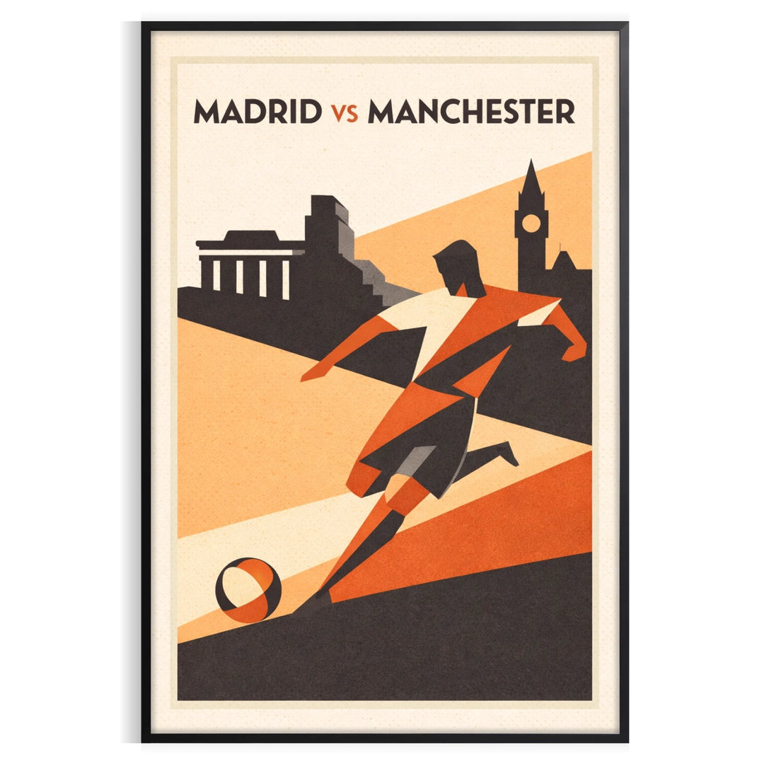 Football fans celebrating in Madrid, featuring orange and white colors