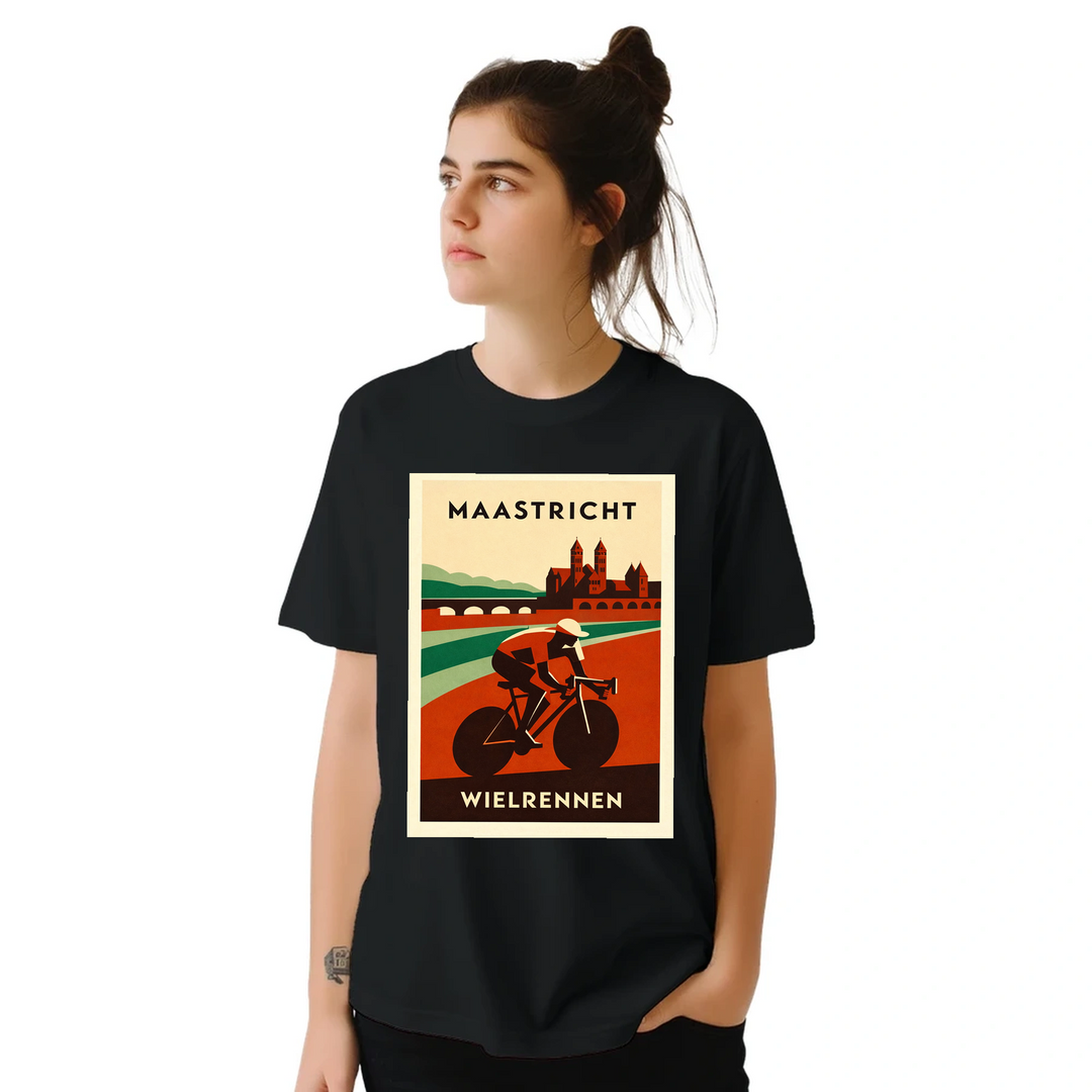 T-shirt T - shirt Maastricht Pays Bas idéal passionnés cyclisme design unique paysages néerlandais parfait sorties vélo moments détente style confort coton première qualité une tenue longue durée
