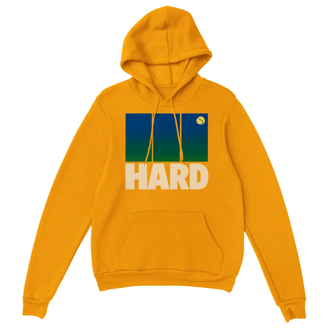 Hoodie Hard Tennis 32, um pullover confortável de mistura de algodão e poliéster, com capuz forrado, cordão combinado e bolso