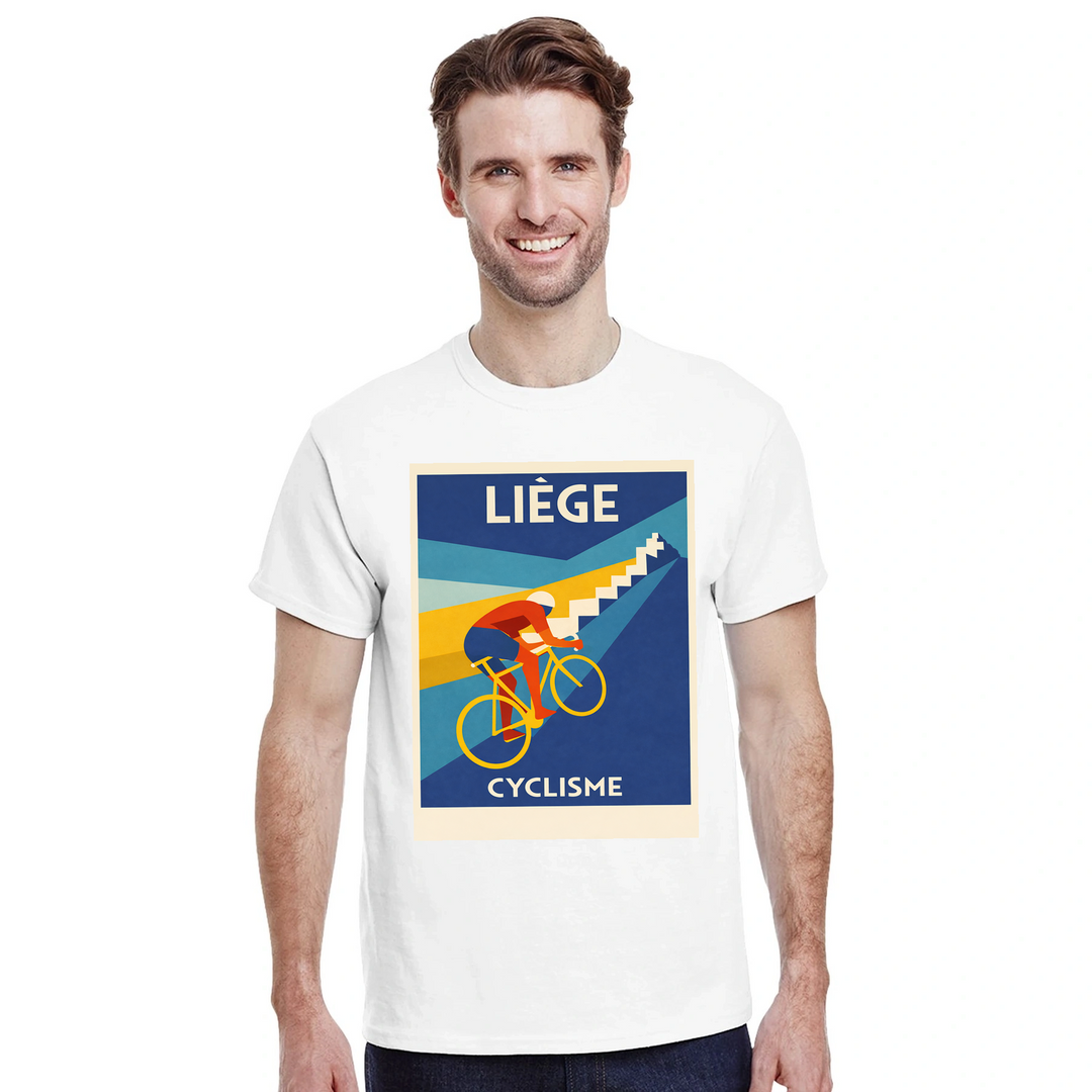 T-shirt Liège Belgium Cyclisme, ιδανικό για ποδηλάτες και καθημερινές εμφανίσεις, διαθέσιμο σε S, M, L, XL, XXL