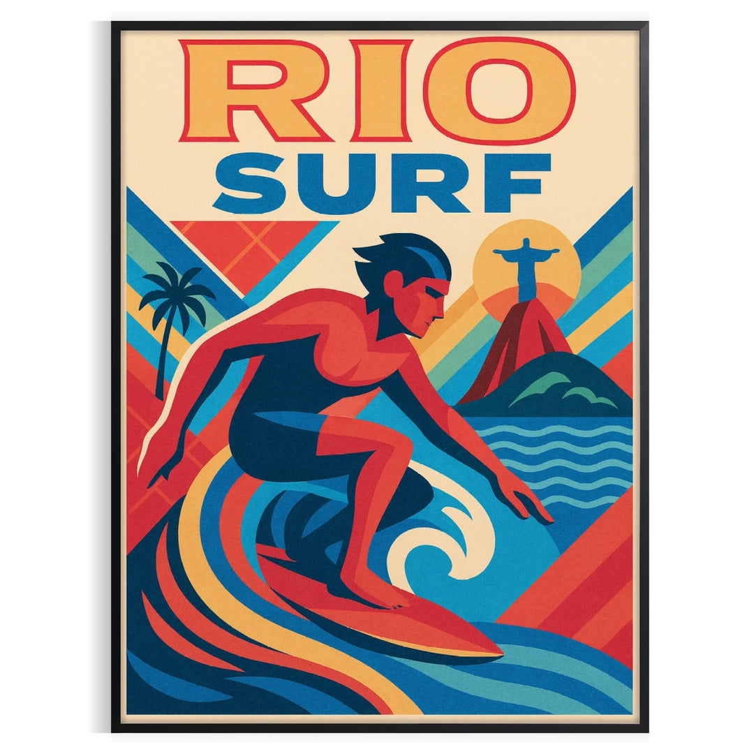 nostalgic vibes Rio Surf Vintage 4 poster stunning hues brown blue lover space eye artwork measures stylish addition decor today unframed options available