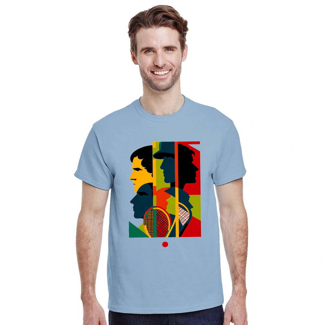 テニス大会に最適なスタイリッシュなテニステーマのTシャツ。プレイヤーやファンにぴったりの快適さとゲームへの情熱を融合。サイズ: S, M, L, XL, XXLでご用意。