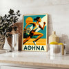 Poster Athletics Athena 19, colori vivaci verde e arancione, dimensioni 50x70 o 30x40, ideale per appassionati di sport