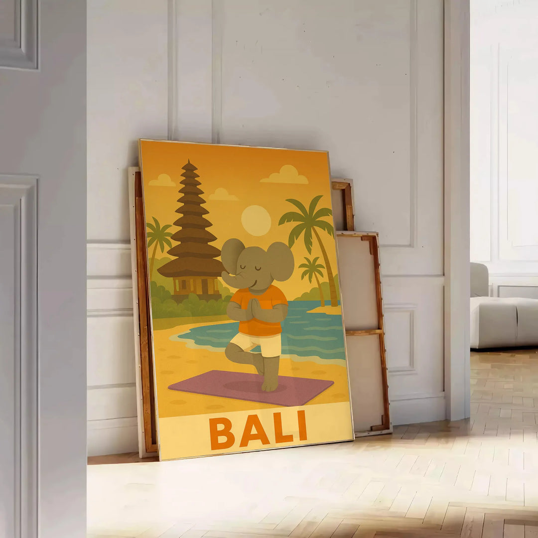 Affiche magnifique Kid Yoga Bali parfaite une touche apaisante intérieur nuances gris vert pièce disponibles cm 50x70 A4 A0