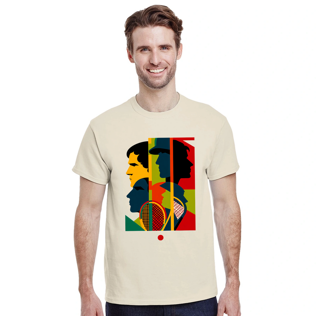 テニス大会に最適なスタイリッシュなテニステーマのTシャツ。プレイヤーやファンにぴったりの快適さとゲームへの情熱を融合。サイズ: S, M, L, XL, XXLでご用意。