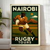 magnifique vintage matchs emblématiques Nairobi poster art déco captivant une touche unique décoration affiche rugby dimensions idéales 50x70 cm disponibles A4 A0