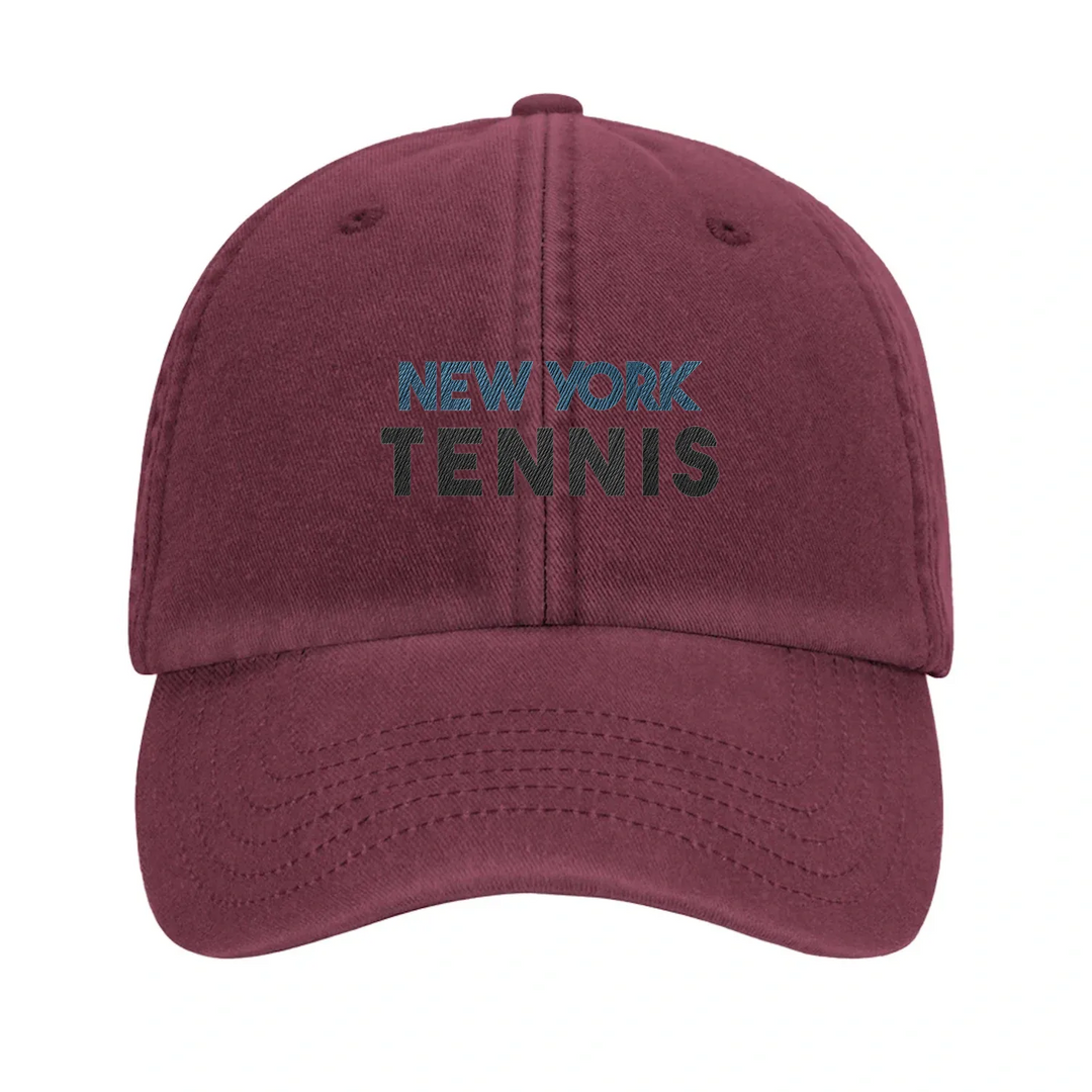 Gorra vintage de tenis de Nueva York con diseño bordado, hecha de algodón 100% cepillado, ideal para un estilo casual