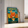 Affiche exclusive thème cocktail Spritz teintes vibrantes orange bleu espace pièce unique dimensions 50x70 cm disponibles A0