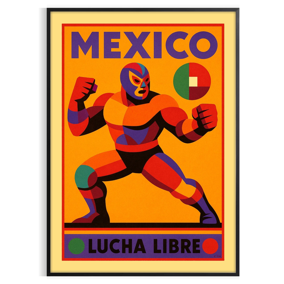 vibrant spirit lucha libre stunning poster bold red yellow hues eye artwork excitement ring space today perfect touch