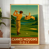 affiche golf Cannes Mougins un cadeau luxe idéal homme tons jaune gris poster vintage art déco espace chef - œuvre 30x40 50x70 cm formats A4 A0