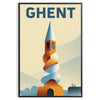Βιντάζ αφίσα Art Déco της Γάνδης, Βελγίου, σε πράσινο και γκρι