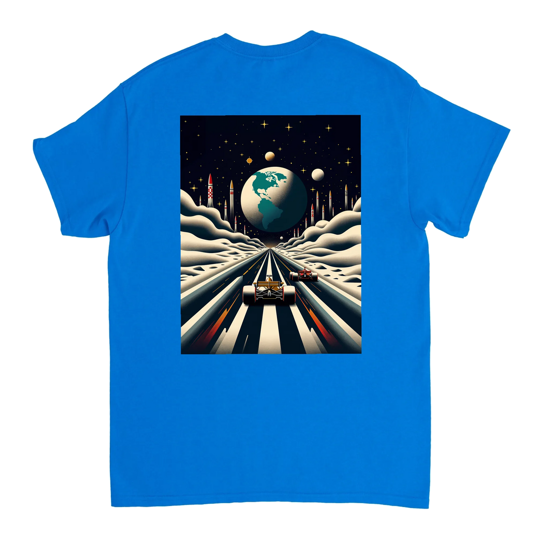 T-shirt Formula Moon con design lunare unico, ideale per appassionati di astronomia. Morbido cotone per un comfort duraturo