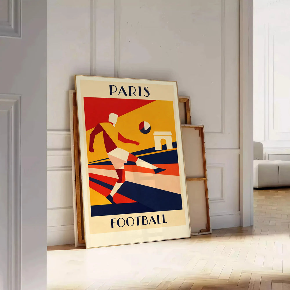 spirit Paris France stunning football poster rich brown vibrant red hues sports enthusiast travel lover eye piece measures yours today decor
