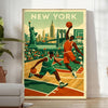 space vibrant New York USA NBA poster stunning blend brown orange hues sports enthusiasts city lovers eye piece walls available A4 cm A0