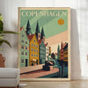 Poster Art Déco di Copenaghen, panorama urbano in marrone e nero