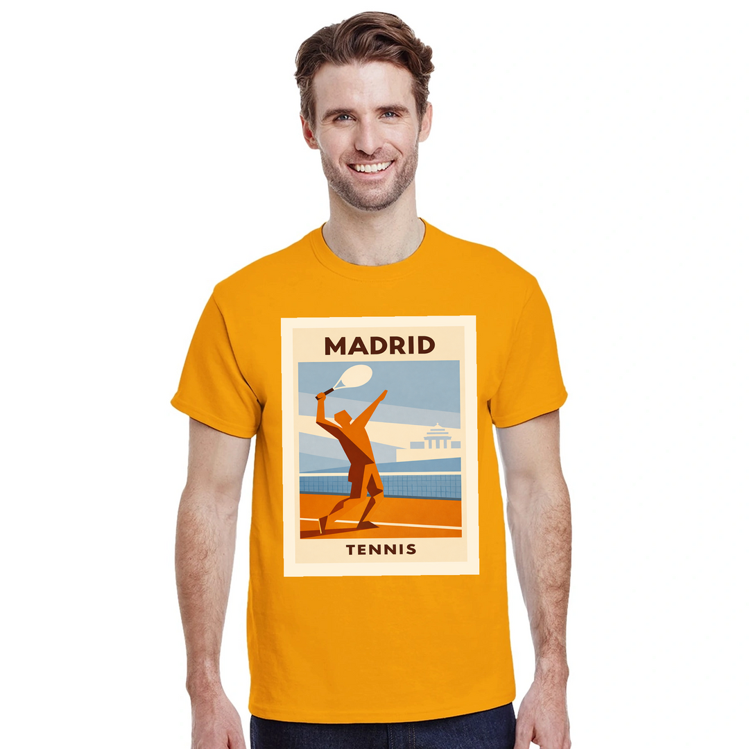T-shirt τένις Μαδρίτης, με ζωντανό σχέδιο που αποτυπώνει την κουλτούρα του τένις στη Μαδρίτη. Ιδανικό για αθλητές και λάτρεις