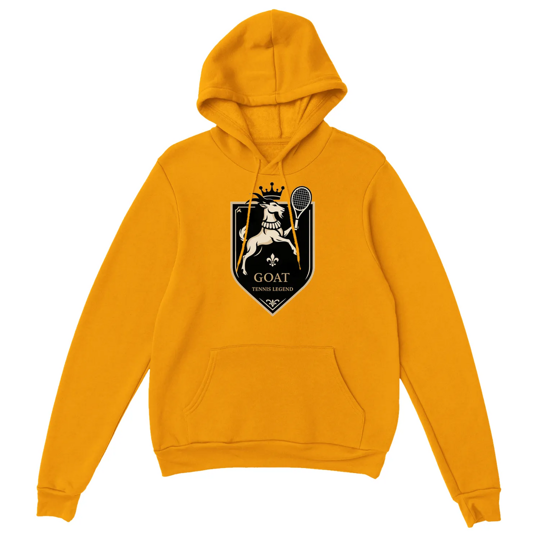 Hoodie Tennis GOAT2 un sweat capuche épais doux mélange 50 % coton polyester une doublée poche ventrale poignets élastiques tous grâce unisexe coupe douceur garantie boulochage