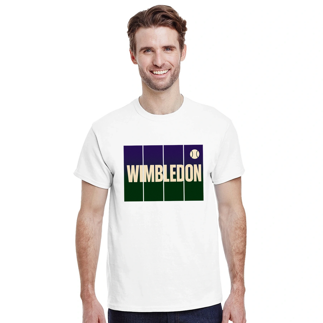 T-shirt de ténis Wimbledon, ideal para fãs e jogadores, com um design vibrante e confortável em algodão respirável