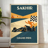 space stunning Sakhir Bahrain F1 poster vibrant brown orange hues thrill race motorsport enthusiast eye artwork today decor dimensions A4 cm A0